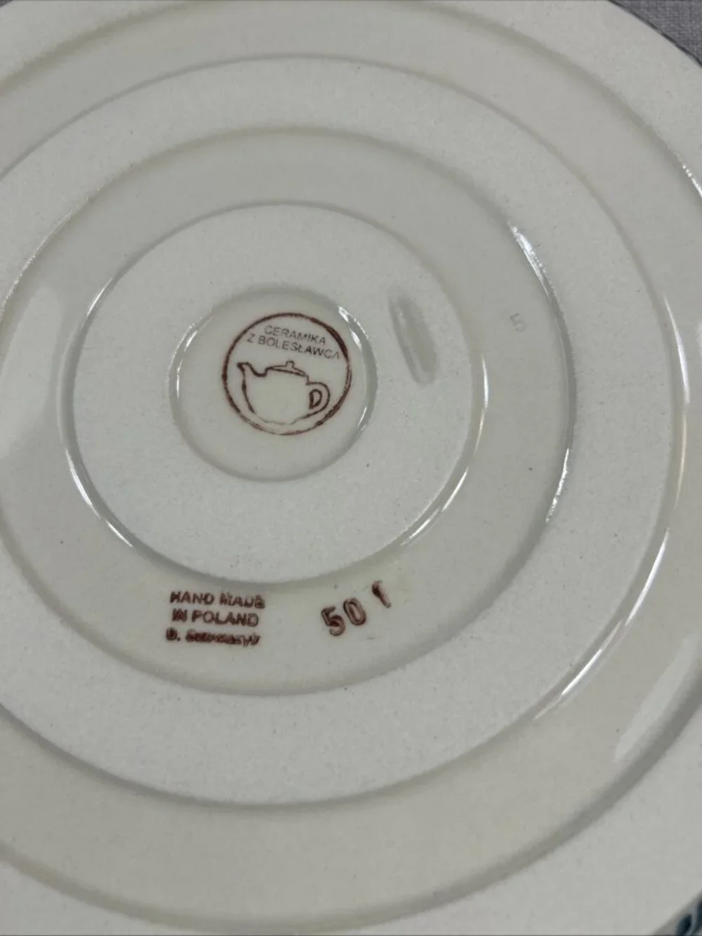 Ceramika z Boleslawca 501 Round Stoneware Pie Dish 9.5” Floral W/ Handles Poland